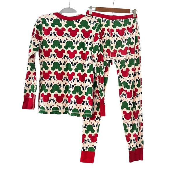 HANNA ANDERSSON Disney Christmas Pajamas Set •M• Mickey Mouse Red Green - Picture 7 of 7